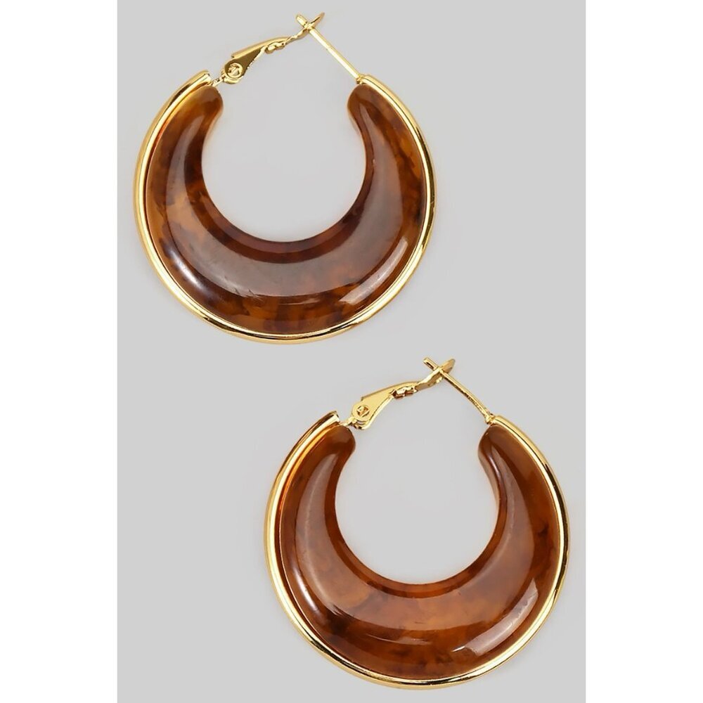 KILEY BROWN RESIN HOOP EARRINGS
